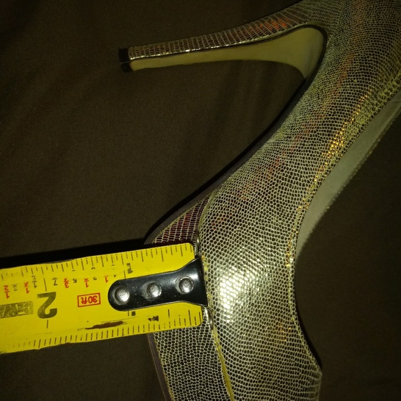 Michael Kors Metallic Gold Peep Toe Platform Heels - Picture 5 of 8